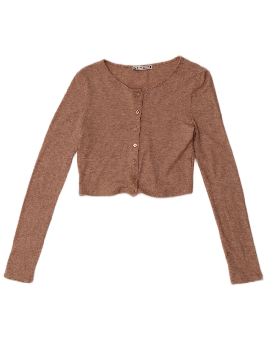 Zara Womens Crop Top UK 8 Pequeno Bege Salpicado