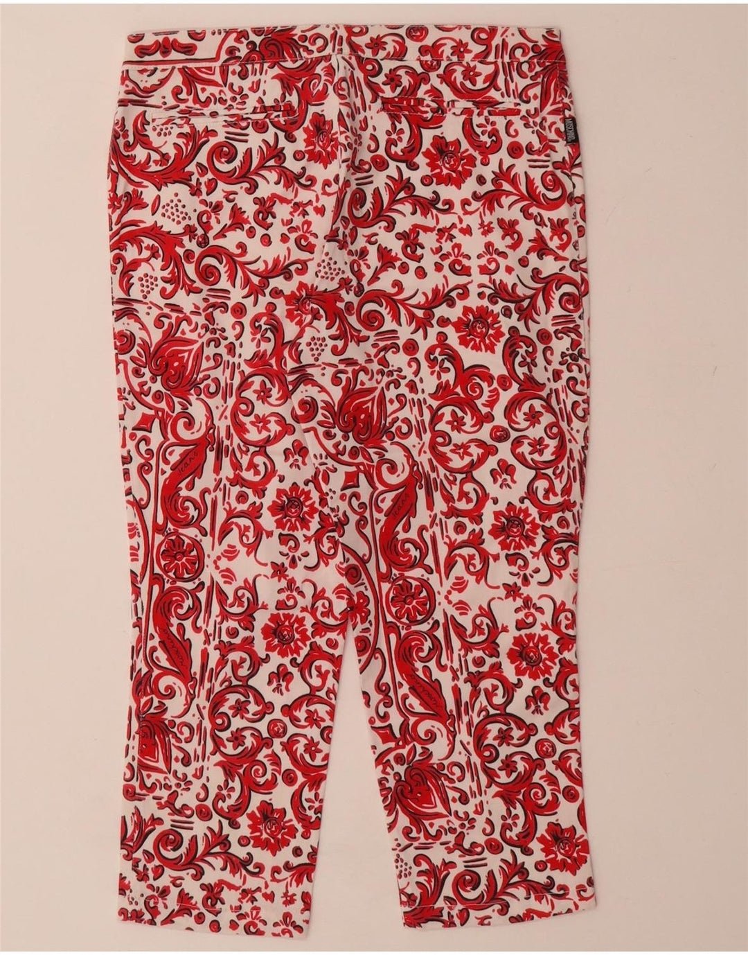 Calça Capri Reta Feminina MOSCHINO Reino Unido 12 Médio W28 L21 Vermelho Paisley