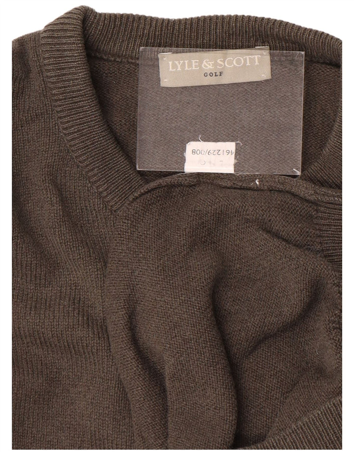 Lyle & Scott Suéter masculino de golfe com gola redonda, grande cinza