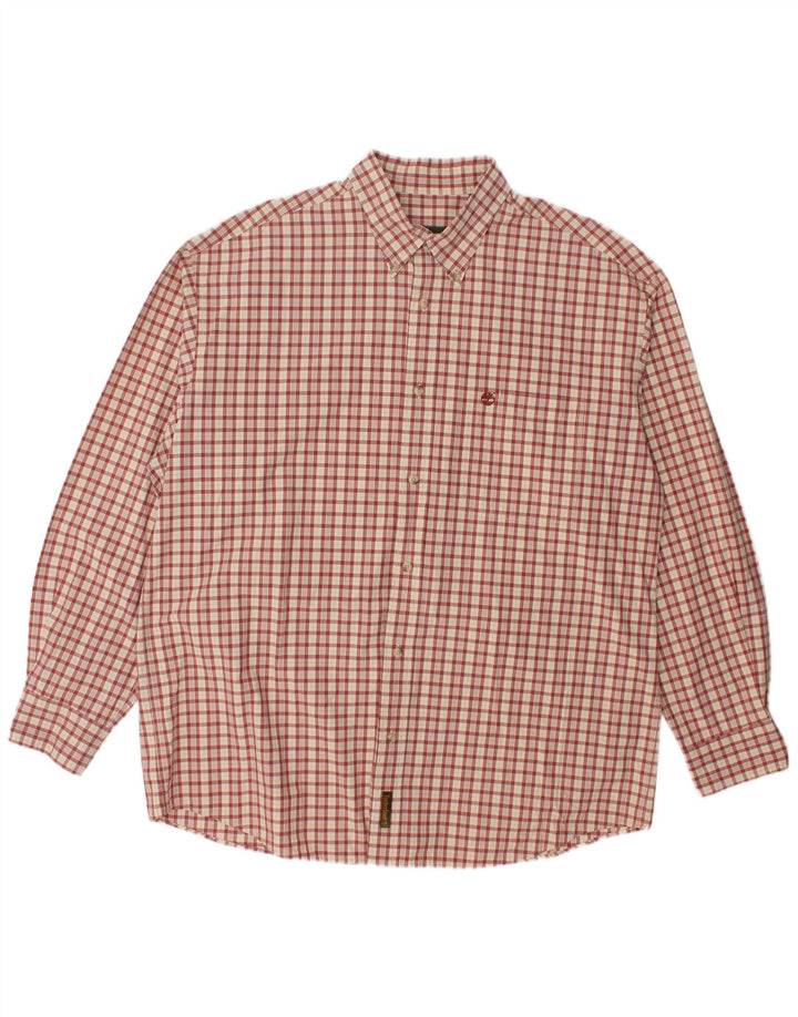 Camisa masculina Timberland grande xadrez vermelho algodão