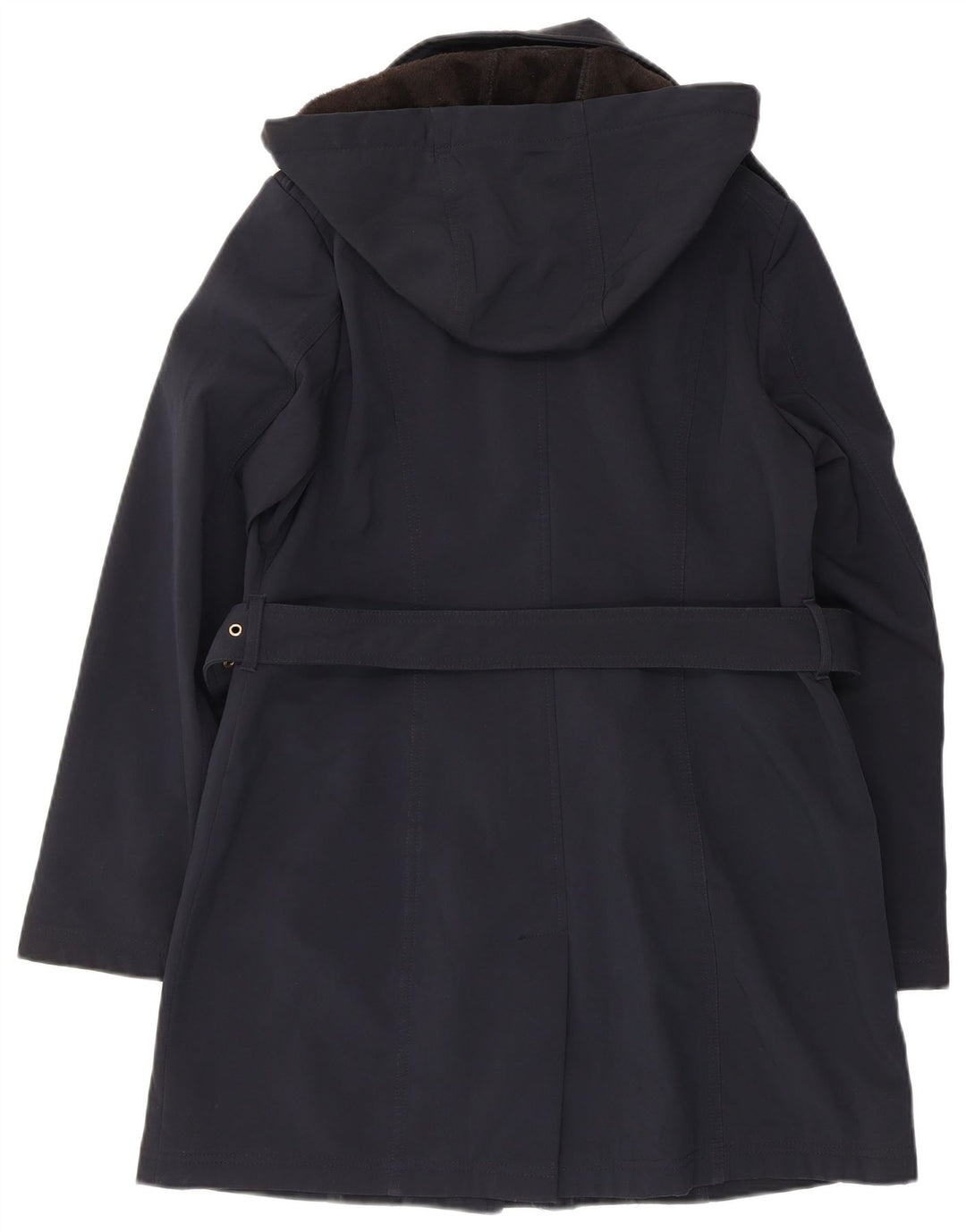 Casaco impermeável feminino com capuz Michael Kors Reino Unido 14 poliéster azul marinho médio