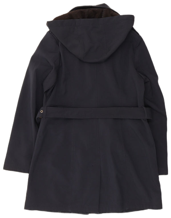 Casaco impermeável feminino com capuz Michael Kors Reino Unido 14 poliéster azul marinho médio