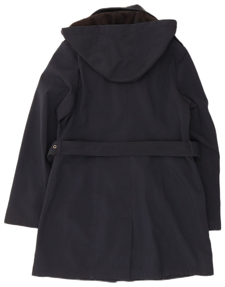 Casaco impermeável feminino com capuz Michael Kors Reino Unido 14 poliéster azul marinho médio