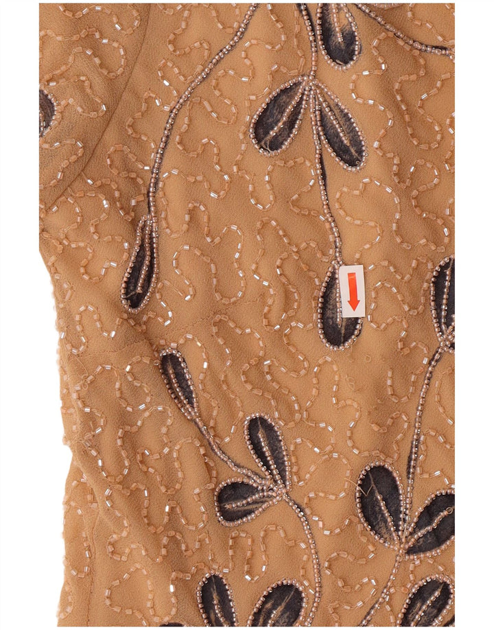 Blusa feminina Jacques Vert UK 12 poliéster floral bege médio