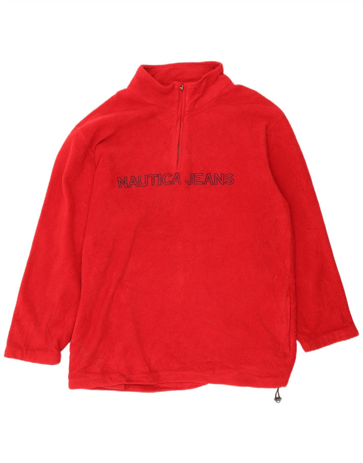 Suéter de lã masculino Nautica com zíper e gola XL vermelho poliéster