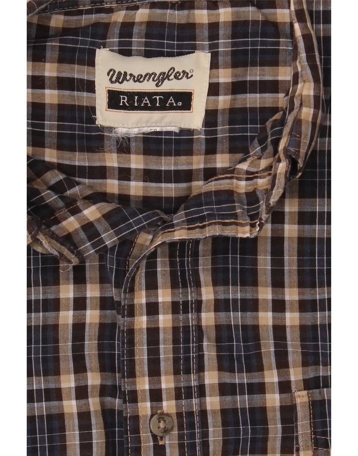 Wrangler Camisa masculina de flanela Riata grande xadrez marrom