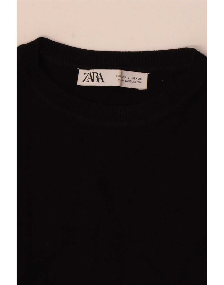Zara Womens Crop Vest Top Reino Unido 8 Pequeno Preto