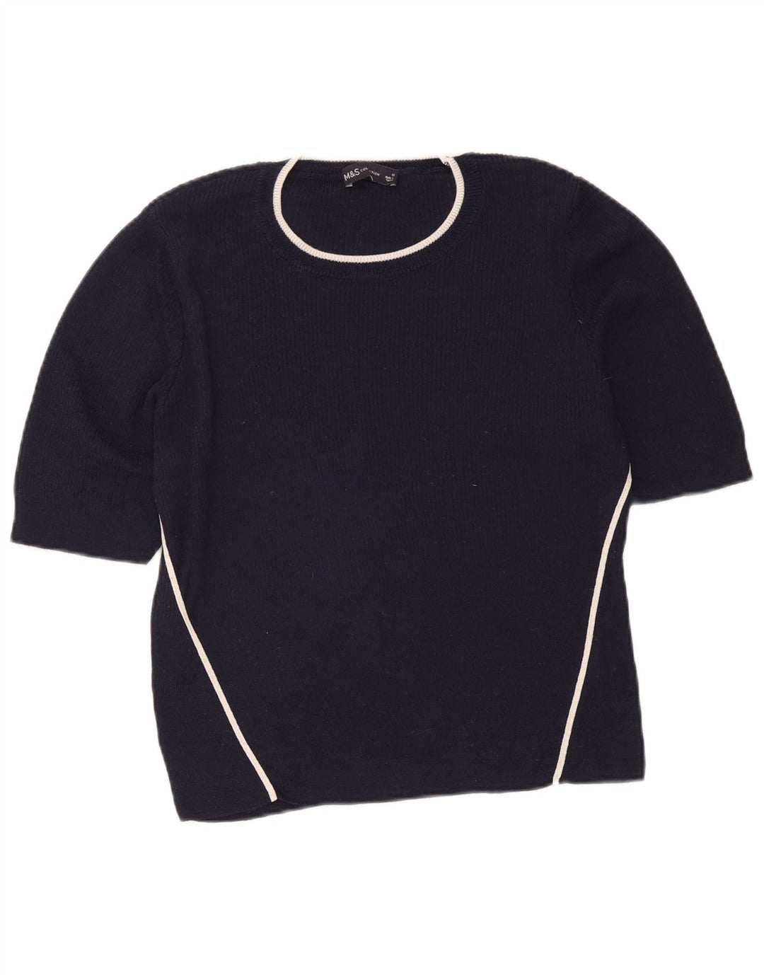 Blusa feminina de manga curta Marks & Spencer Reino Unido 16 grande azul marinho