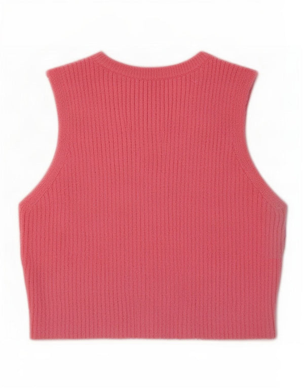 Regata feminina Zara com colete curto Reino Unido 8 algodão rosa pequeno
