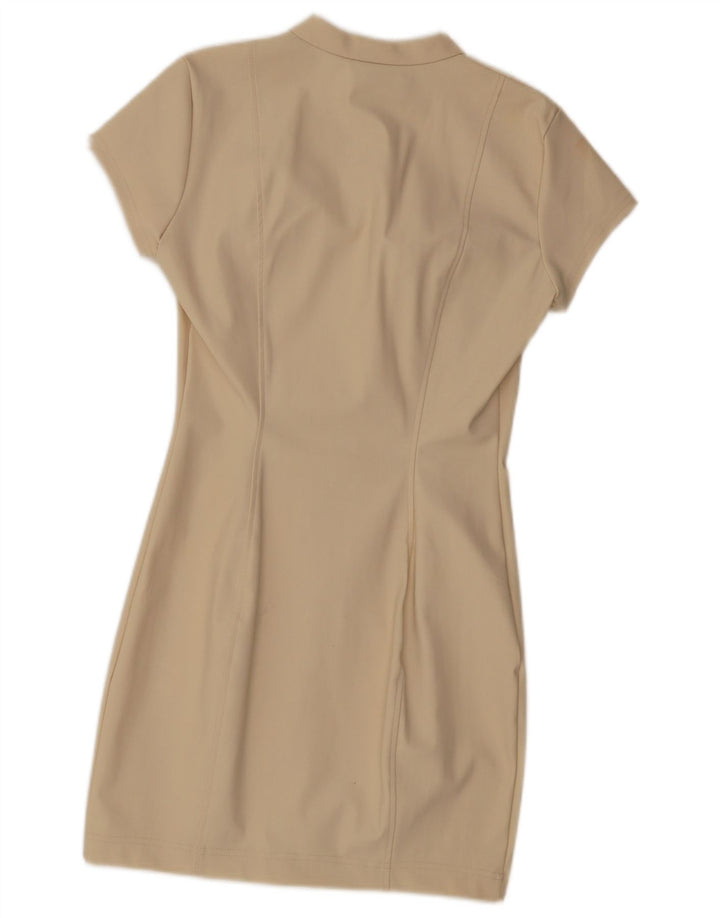 Vestido bainha feminino Zara Reino Unido 14 grande poliamida bege