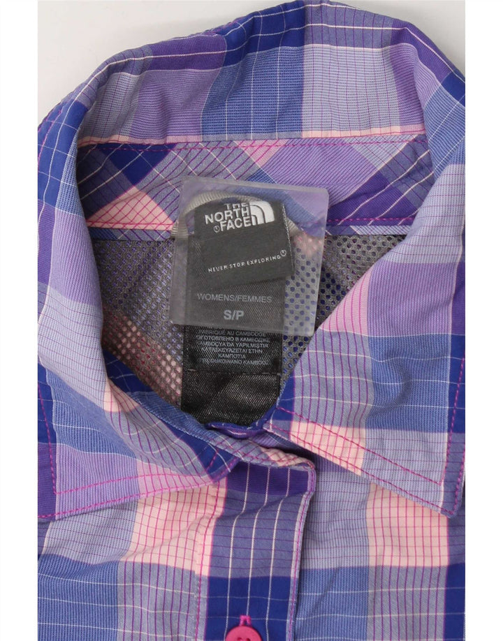 Camisa feminina de manga curta The North Face pequena xadrez multicolorida de nylon