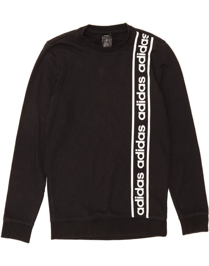 ADIDAS Mens Graphic Sweatshirt Jumper Small Black Cotton Vintage Adidas and Second-Hand Adidas from Messina Hembry 