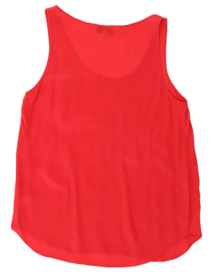 Blusa feminina sem mangas French Connection Top UK 10 seda vermelha pequena