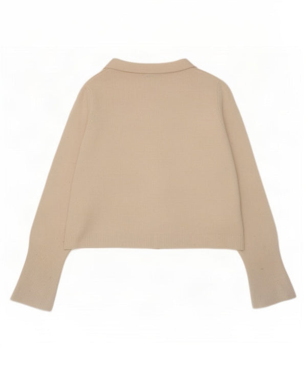 Suéter cardigã feminino grande da Zara Reino Unido 10 lã branca pequena