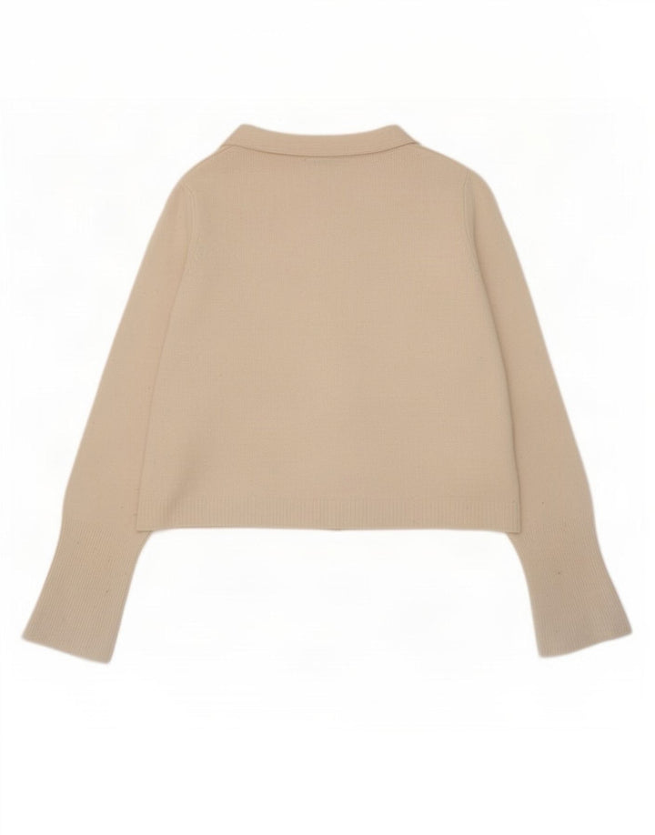 Suéter cardigã feminino grande da Zara Reino Unido 10 lã branca pequena