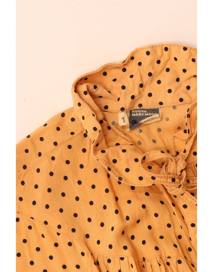 Vestido maxi feminino vintage Reino Unido 12 médio amarelo manchado