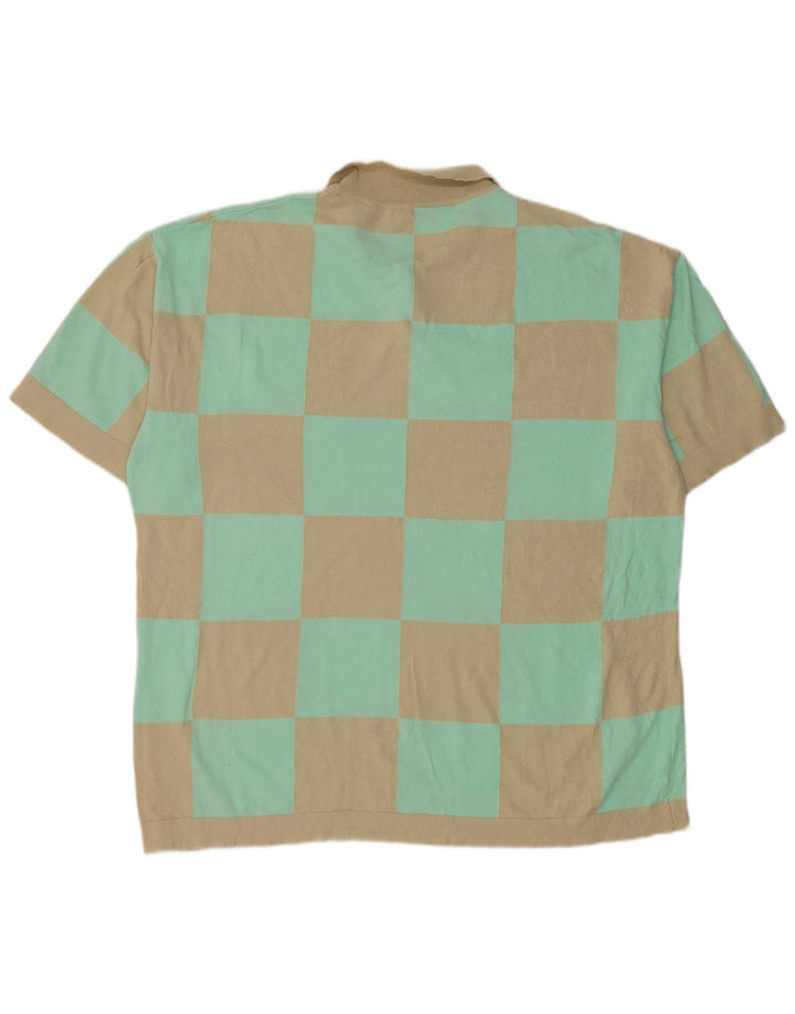 Zara Camisa polo masculina grande bege geométrica