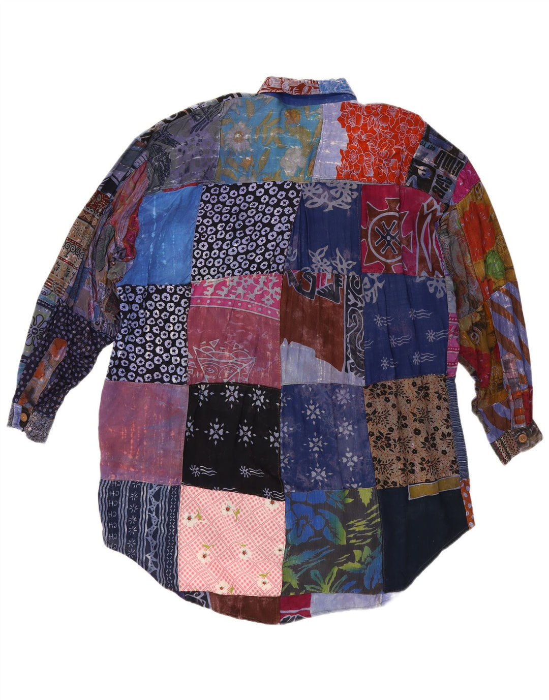 Vestido camisa feminino grande We Be Bop Reino Unido 18 XL patchwork multicolorido