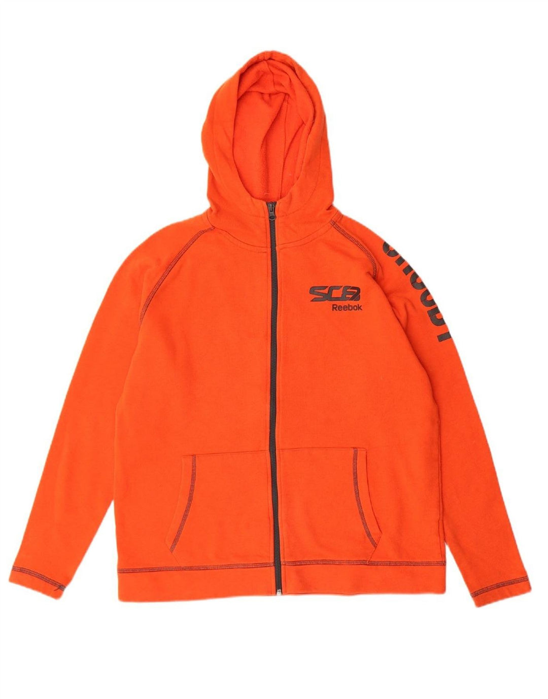 Suéter REEBOK Boys com capuz e zíper gráfico 13-14 anos algodão laranja