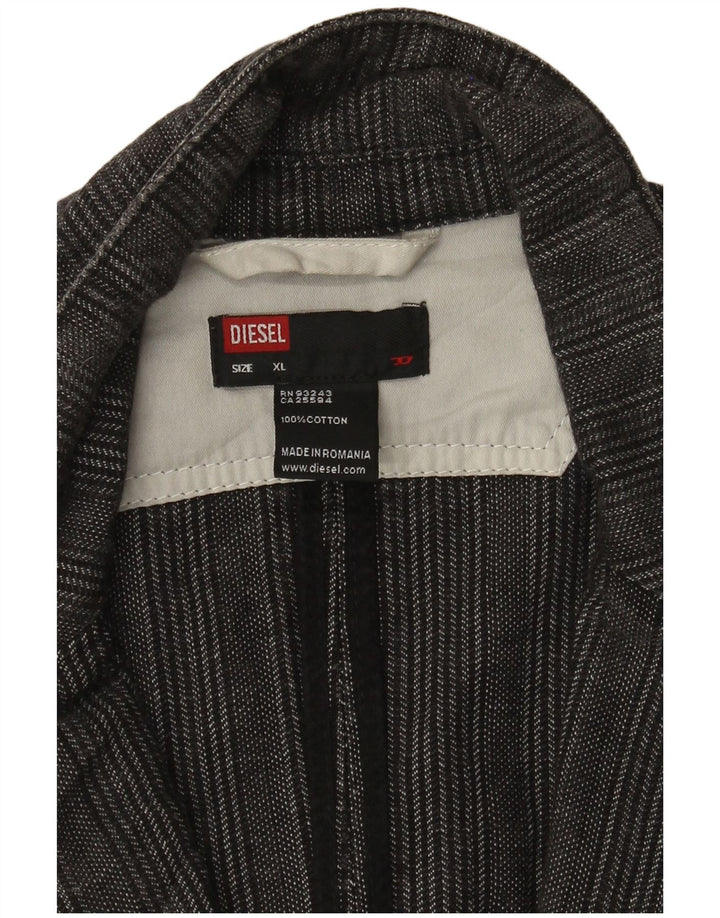 Jaqueta Blazer Masculina Diesel com 2 Botões UK 42 XL Cinza Listrado Algodão