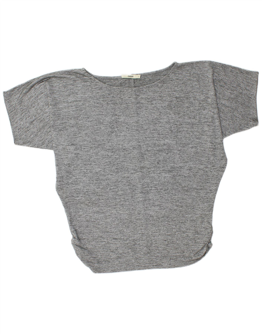Camiseta feminina grande Oasis UK 10 poliéster manchado cinza pequeno