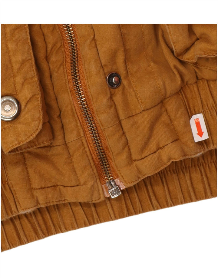 Jaqueta corta-vento feminina VINTAGE de grandes dimensões IT 42 algodão marrom médio