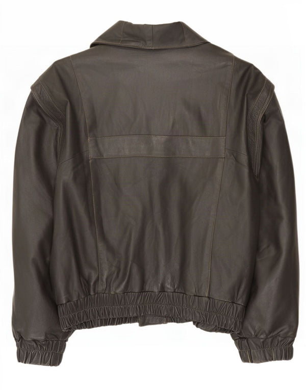 Jaqueta de couro masculina vintage folgada Reino Unido 38 cinza médio