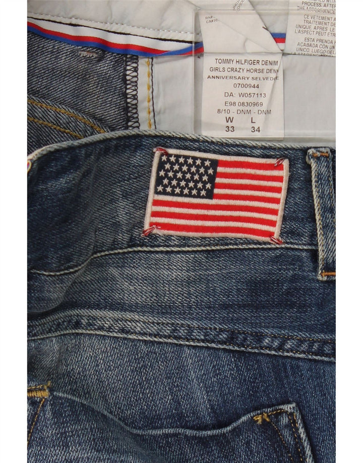 Jeans retos femininos Tommy Hilfiger W33 L29 algodão azul
