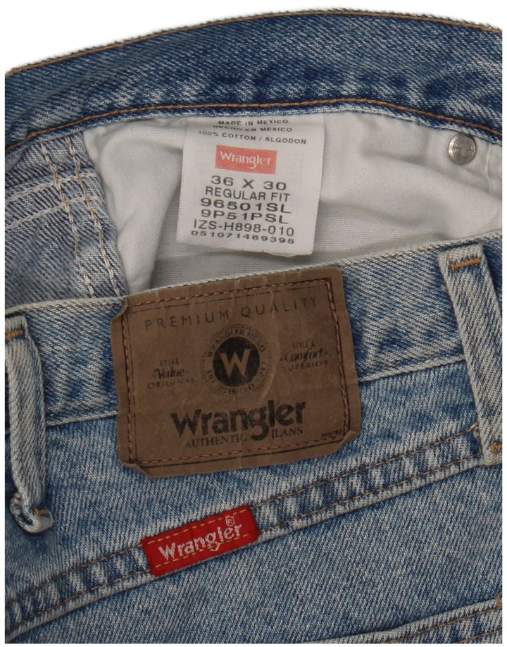 Wrangler Mens Straight Jeans W36 L30 Azul Algodão