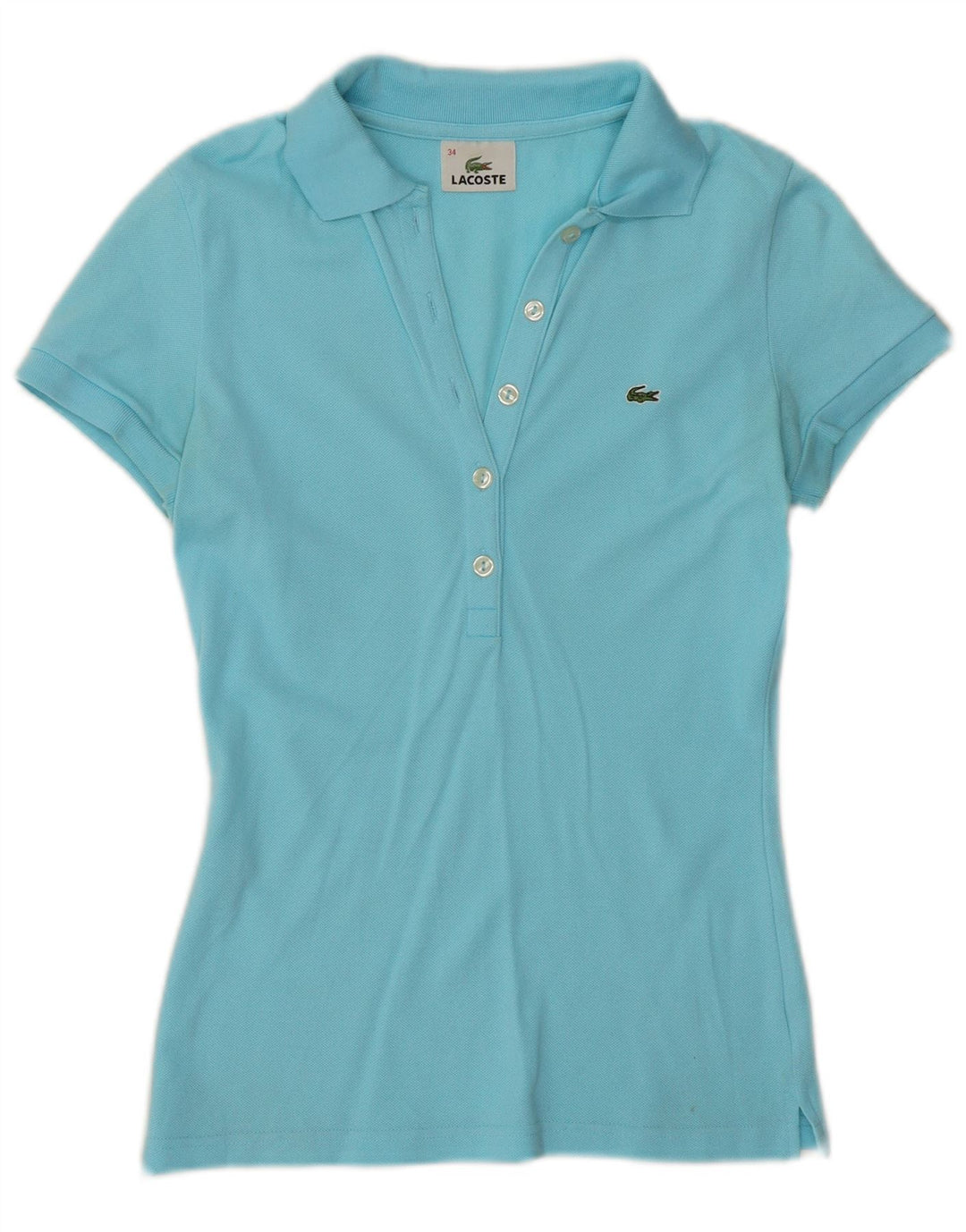 Camisa polo feminina Lacoste tamanho 34 pequeno algodão azul