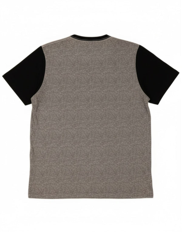 Camiseta masculina Hollister grande algodão colorblock cinza