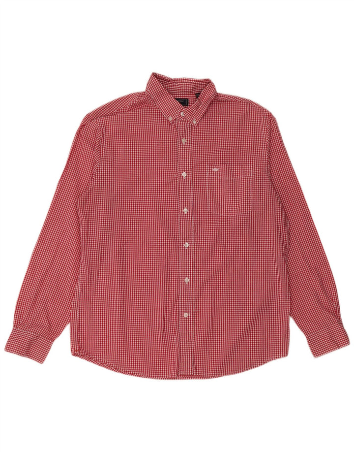 Camisa masculina DOCKERS grande algodão guingão vermelho