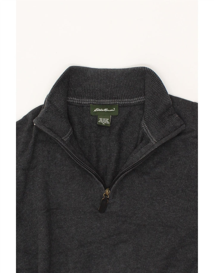 EDDIE BAUER Mens Zip Neck Jumper Sweater XL Grey Cotton Vintage Eddie Bauer and Second-Hand Eddie Bauer from Messina Hembry 