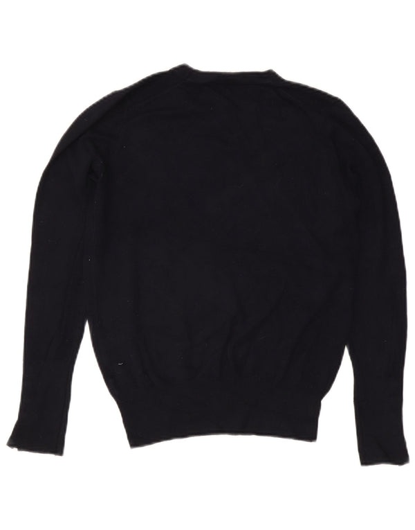 Zara Suéter feminino cropped com gola redonda Reino Unido 12 médio azul marinho viscose