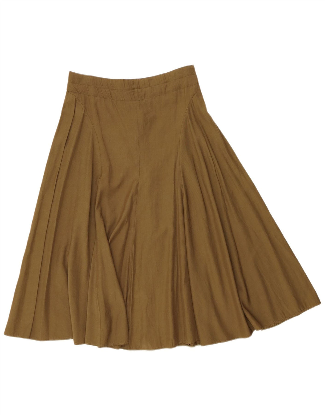 Saia larga feminina vintage médio W30 poliéster cáqui