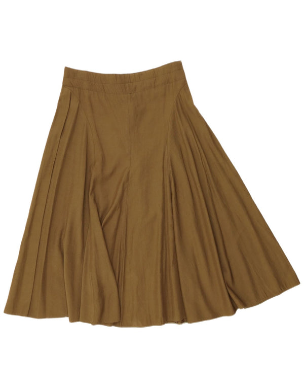 Saia larga feminina vintage médio W30 poliéster cáqui