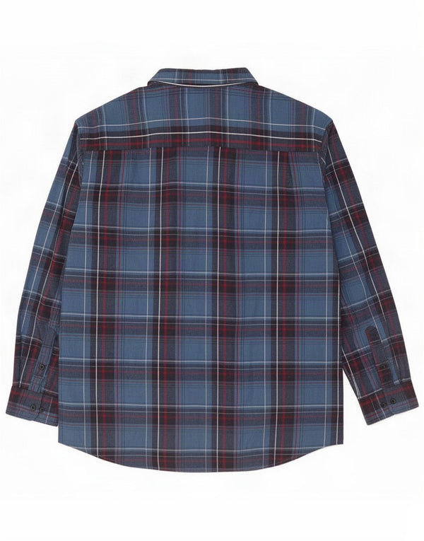 Atlas For Men Camisa de flanela masculina 4XL Algodão xadrez azul