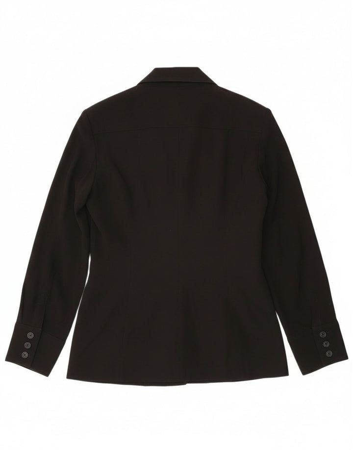 Jaqueta blazer feminina vintage de 6 botões, poliéster preto grande Reino Unido 14