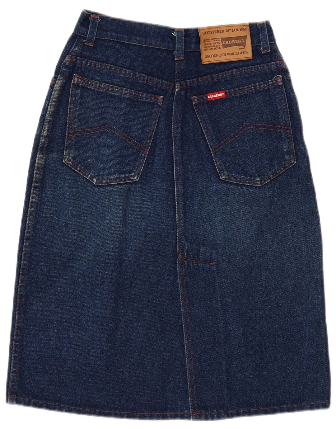Saia jeans feminina Carrera W28 algodão azul médio