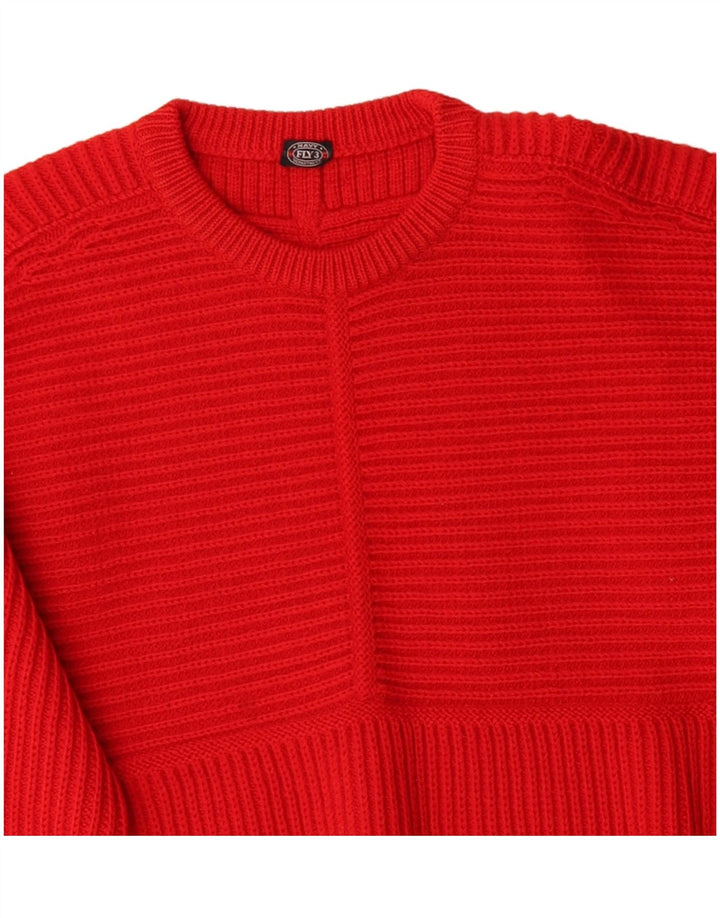Suéter masculino VINTAGE com gola canoa vermelho médio