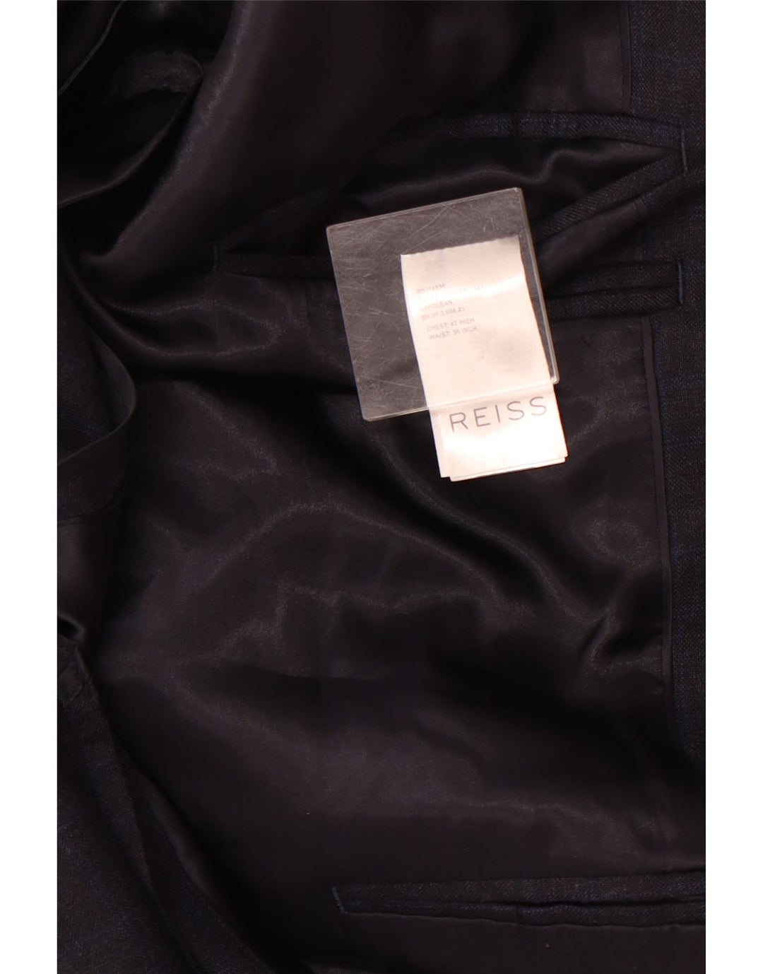 Jaqueta blazer masculina Reiss com 1 botão Reino Unido 42 XL azul marinho xadrez lã