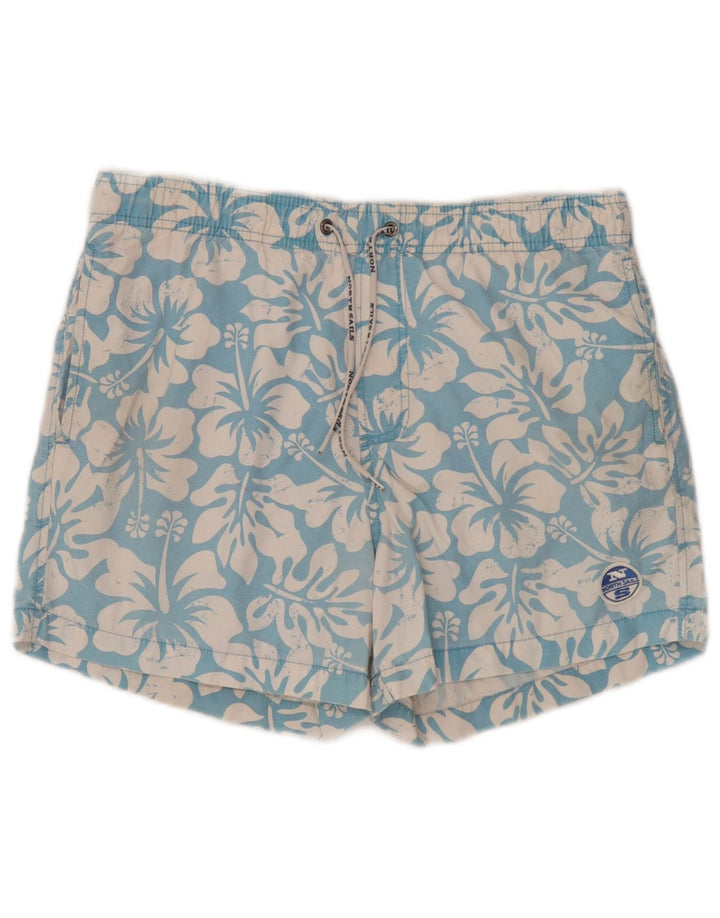 Shorts de natação masculino North Sails médio azul floral algodão