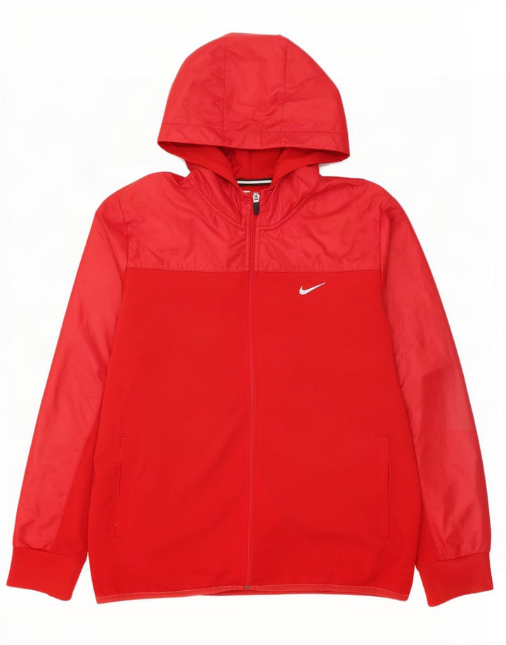 Jaqueta masculina Nike Dri Fit com capuz e jaqueta de poliéster vermelho médio