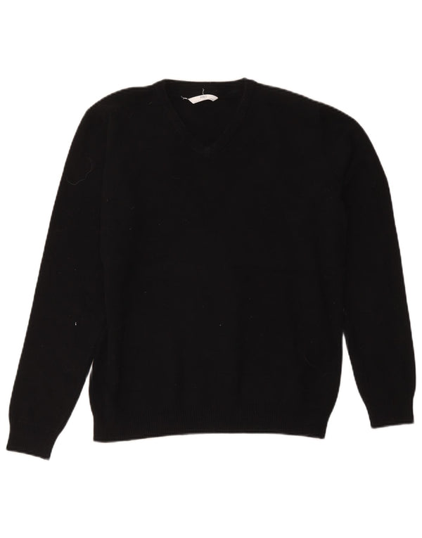 Suéter Marks & Spencer Boys com decote em V 14-15 anos algodão preto