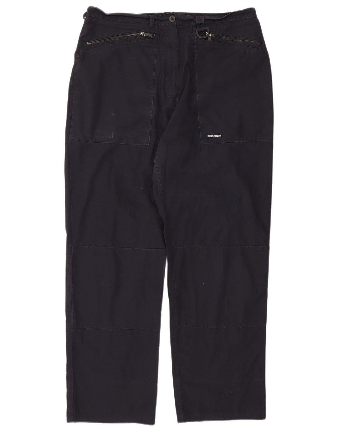 Calça cargo feminina reta Rohan Reino Unido 18 XL W34 L29 poliéster azul marinho