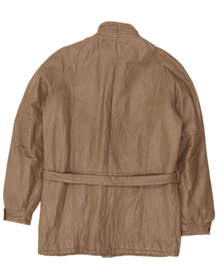 Jaqueta de couro feminina vintage UK 14 marrom médio