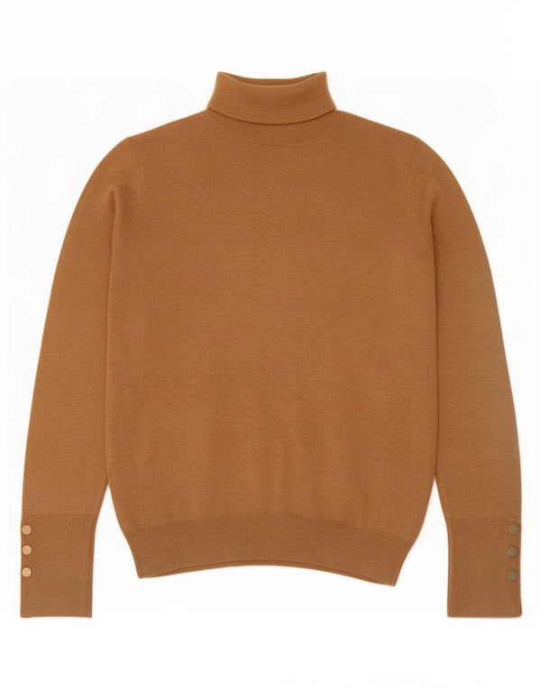 Suéter feminino Zara com gola redonda e viscose bege grande Reino Unido 14