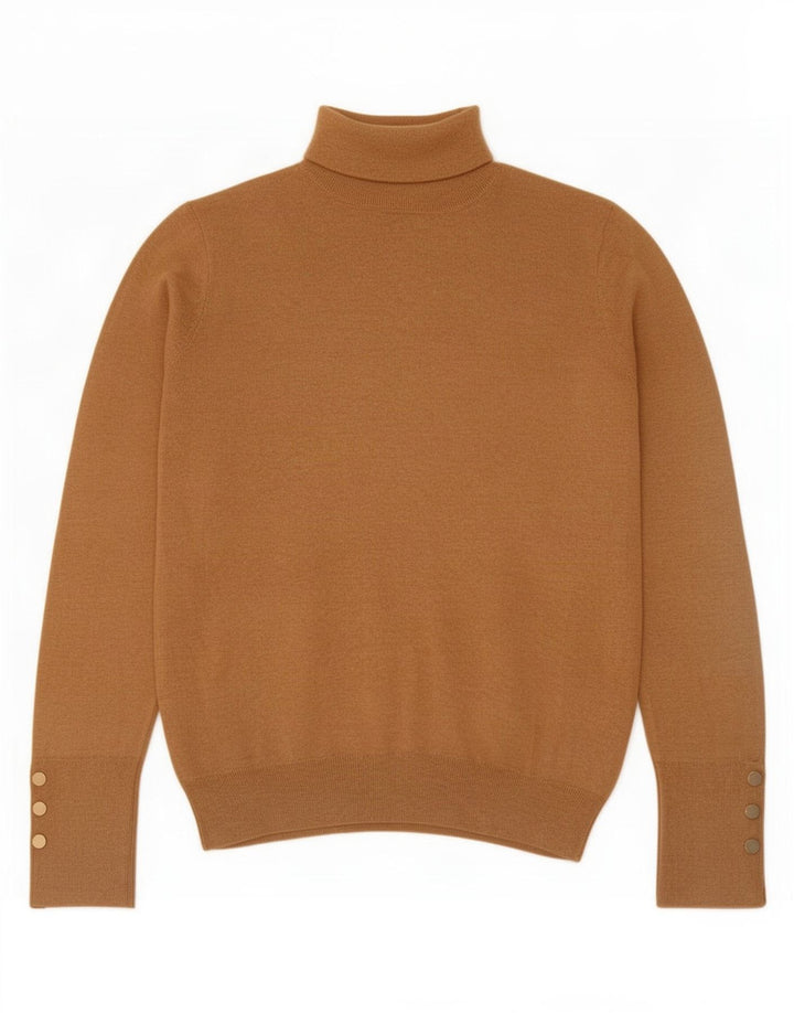 Suéter feminino Zara com gola redonda e viscose bege grande Reino Unido 14