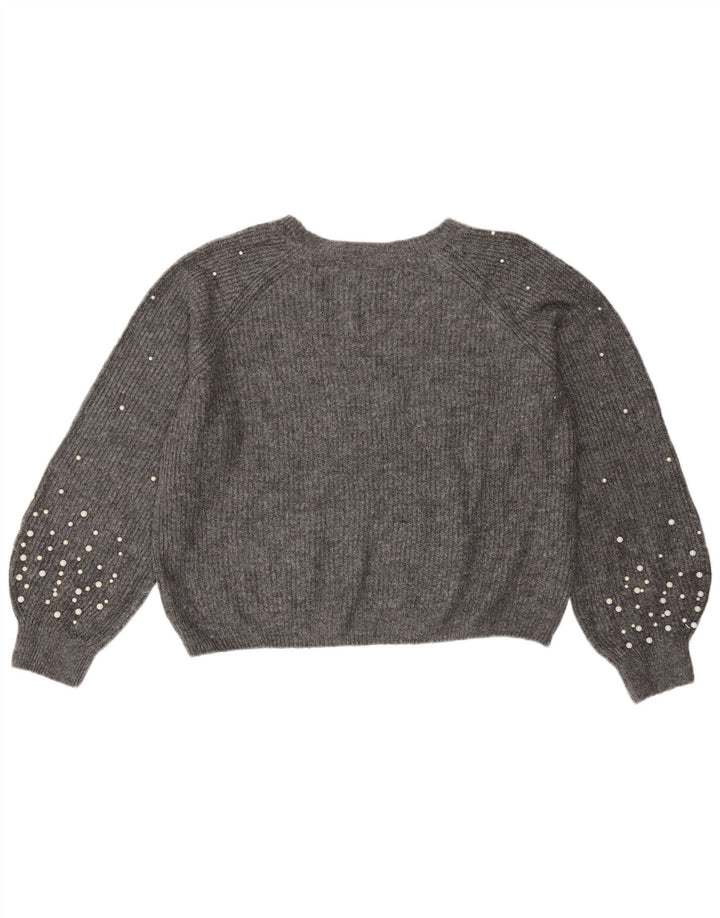 Suéter feminino Marks & Spencer com gola canoa Reino Unido 14 cinza médio manchado