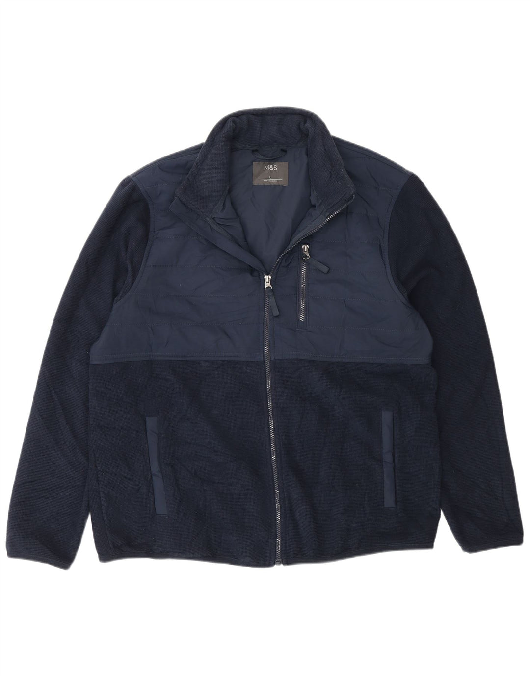 Jaqueta masculina de agasalho Marks & Spencer grande bloco colorido azul marinho